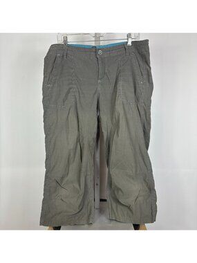 KUHL Kendra Capris Gray Hiking Pants Embroidered Floral Accent